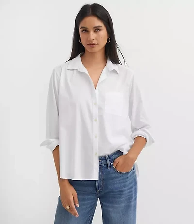 Cotton Blend Everyday Relaxed Pocket Shirt