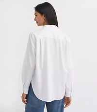 Petite Cotton Blend Everyday Relaxed Pocket Shirt