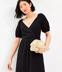 Petite Flounce Puff Sleeve Midi Dress