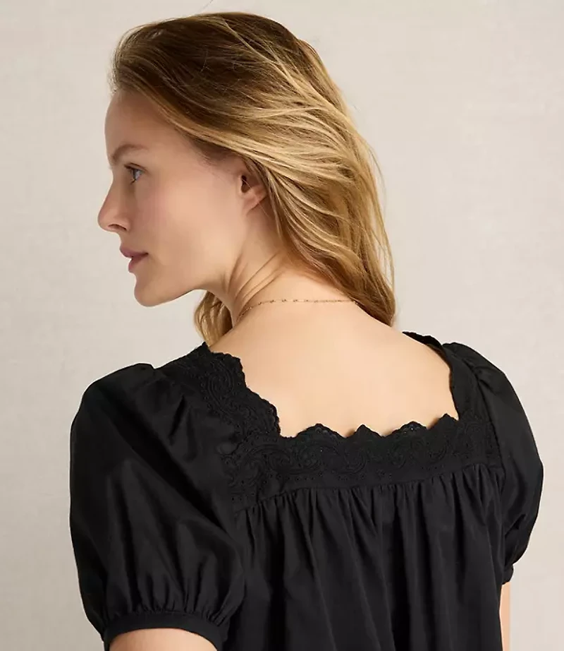 Haven Well Within Organic Cotton Poplin Embroidered Top