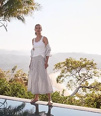 Haven Well Within Organic Cotton Poplin Stripe Drop Waist Skirt