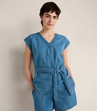 Haven Well Within Organic Cotton Denim V-Neck Belted Top