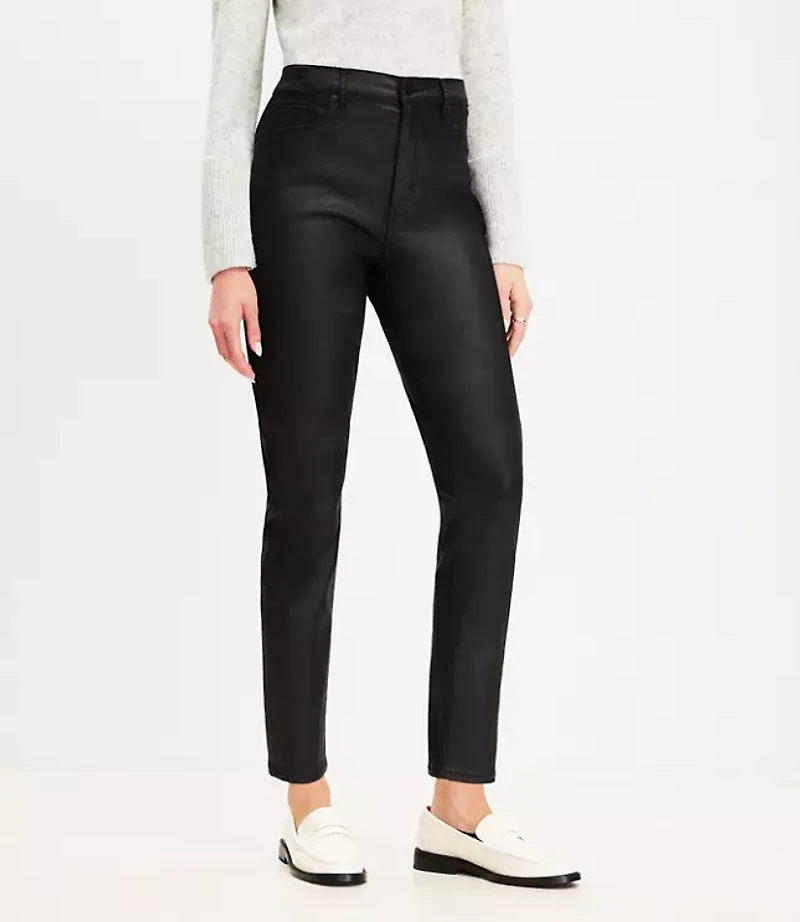 Curvy Coated High Rise Skinny Jeans Black