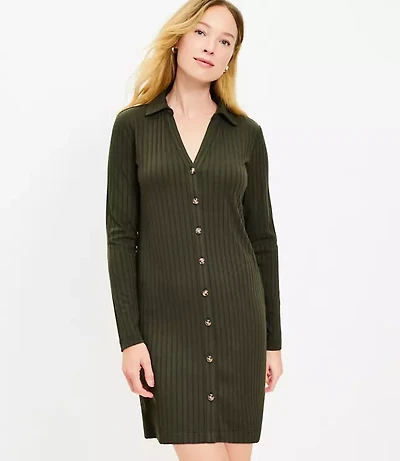 Petite Ribbed Mini Shirtdress