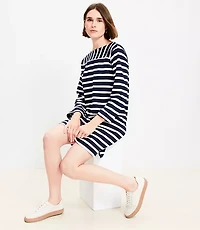 Petite Striped Ponte Mini Dress
