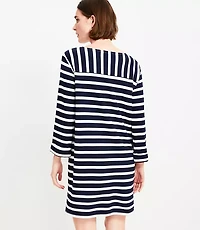 Petite Striped Ponte Mini Dress