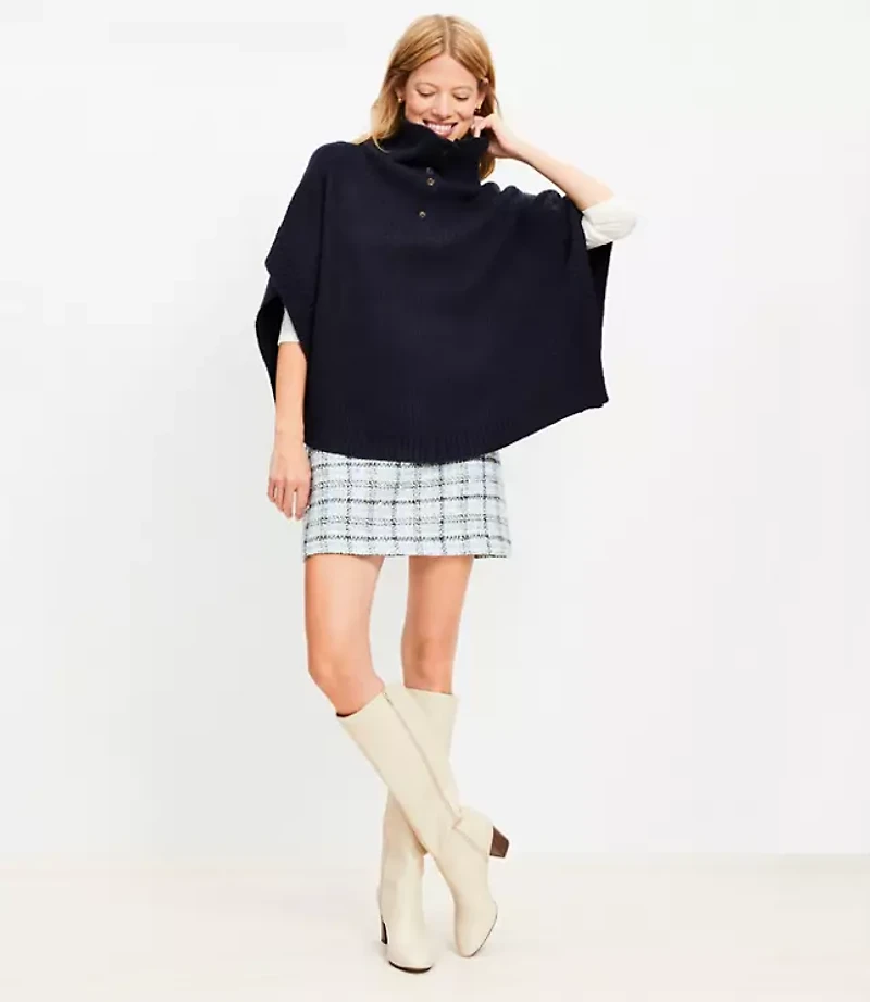 Button Turtleneck Poncho