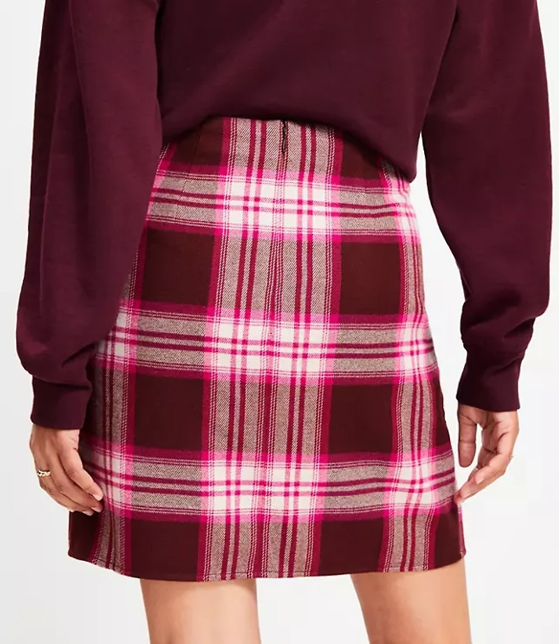 Plaid Twist Sarong Mini Skirt