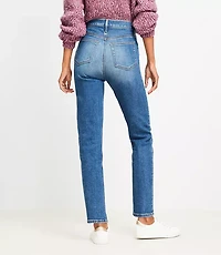 Pintucked High Rise Slim Jeans in Refined Dark Indigo Wash