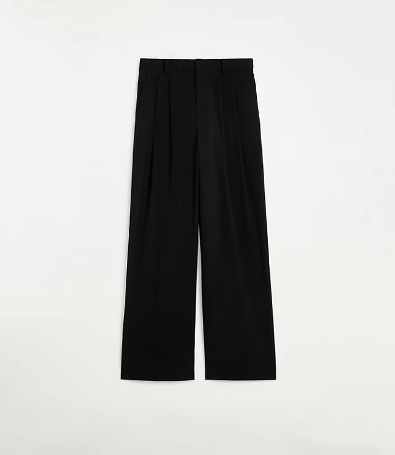 Petite LOFT Versa Seasonless Stretch Double Pleat Wide Leg Pant