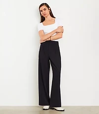 Petite LOFT Versa Seasonless Stretch Double Pleat Wide Leg Pant