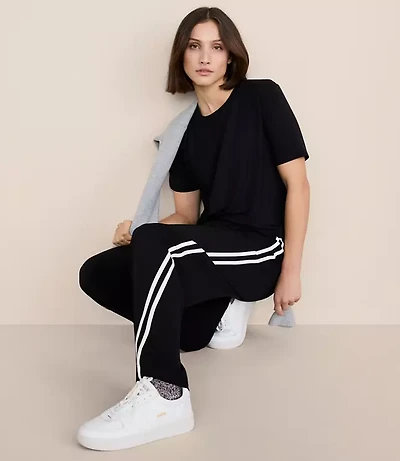 Lou & Grey Double Stripe Pintucked Luvstretch Wide Leg Pants