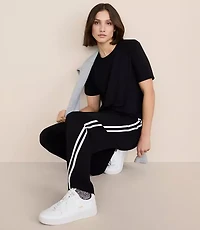 Lou & Grey Double Stripe Pintucked Luvstretch Wide Leg Pants