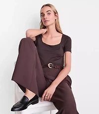 Petite LOFT Versa 360 Knit Square Neck Tee