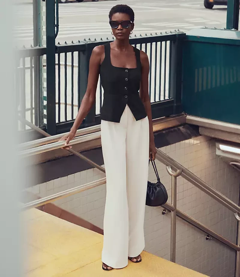 LOFT Versa Crepe Drape Palazzo Pant