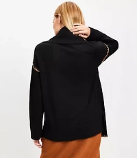 Stitched Trim Removable Scarf Sweater