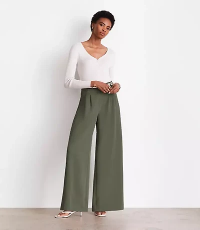LOFT Versa Crepe Drape Palazzo Pant