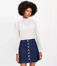 Petite Brushed Lace Turtleneck Top