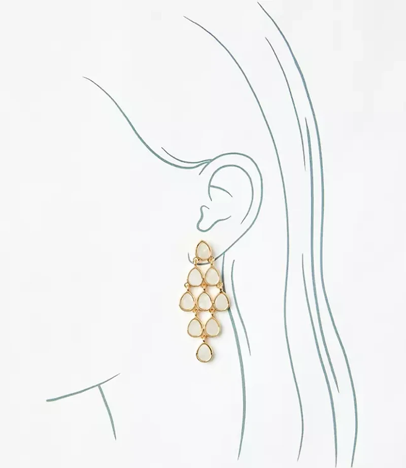Mother Of Pearl Chandelier Statement Earrings