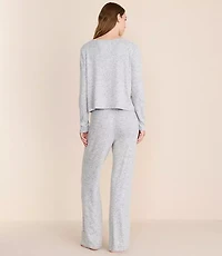 Heathered Henley Wide Leg Pajama Set