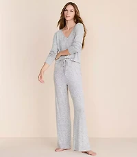 Heathered Henley Wide Leg Pajama Set