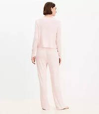 Heathered Henley Wide Leg Pajama Set
