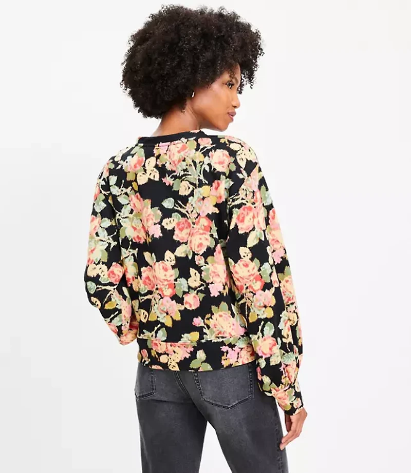 Floral Puff Sleeve Sweatshirt