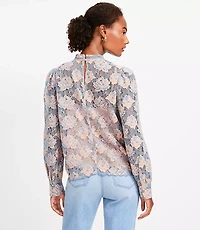 Floral Lace Mock Neck Blouse