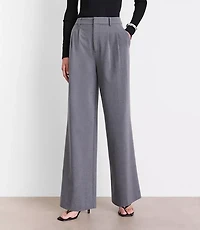 LOFT Versa Seasonless Stretch Double Pleat Wide Leg Pants Heather