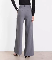LOFT Versa Seasonless Stretch Double Pleat Wide Leg Pants Heather