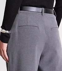 LOFT Versa Seasonless Stretch Double Pleat Wide Leg Pants Heather