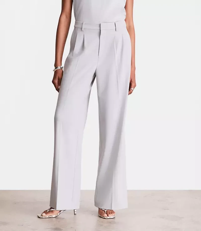 LOFT Versa Seasonless Stretch Double Pleat Wide Leg Pants