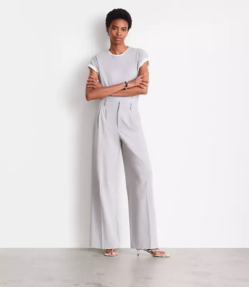 LOFT Versa Seasonless Stretch Double Pleat Wide Leg Pants