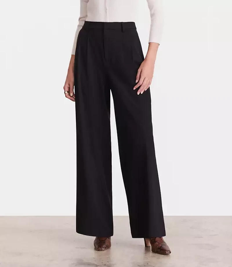 LOFT Versa Seasonless Stretch Double Pleat Wide Leg Pants
