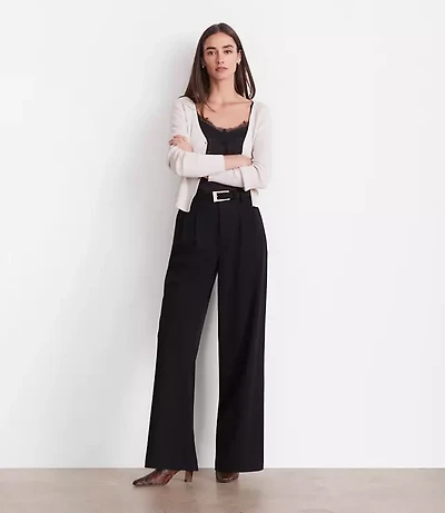 LOFT Versa Seasonless Stretch Double Pleat Wide Leg Pants