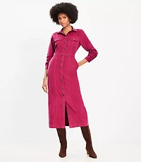 Corduroy Midi Pocket Shirtdress
