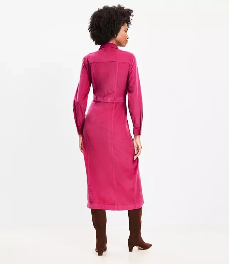 Corduroy Midi Pocket Shirtdress