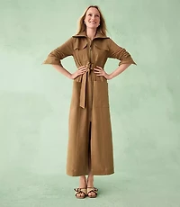 Twill Zip Midi Pocket Dress