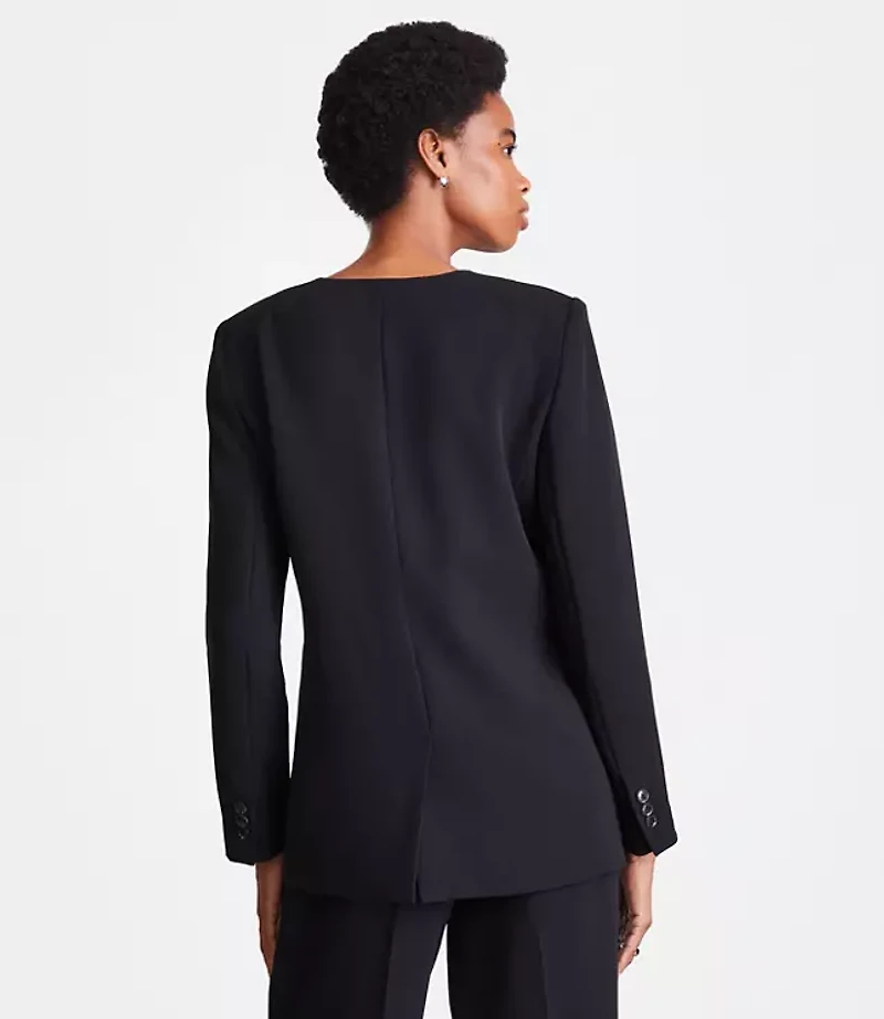 LOFT Versa Crepe Drape Collarless Blazer
