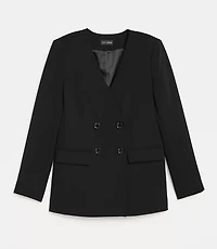 LOFT Versa Crepe Drape Collarless Blazer
