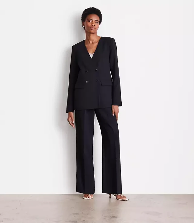 LOFT Versa Crepe Drape Collarless Blazer