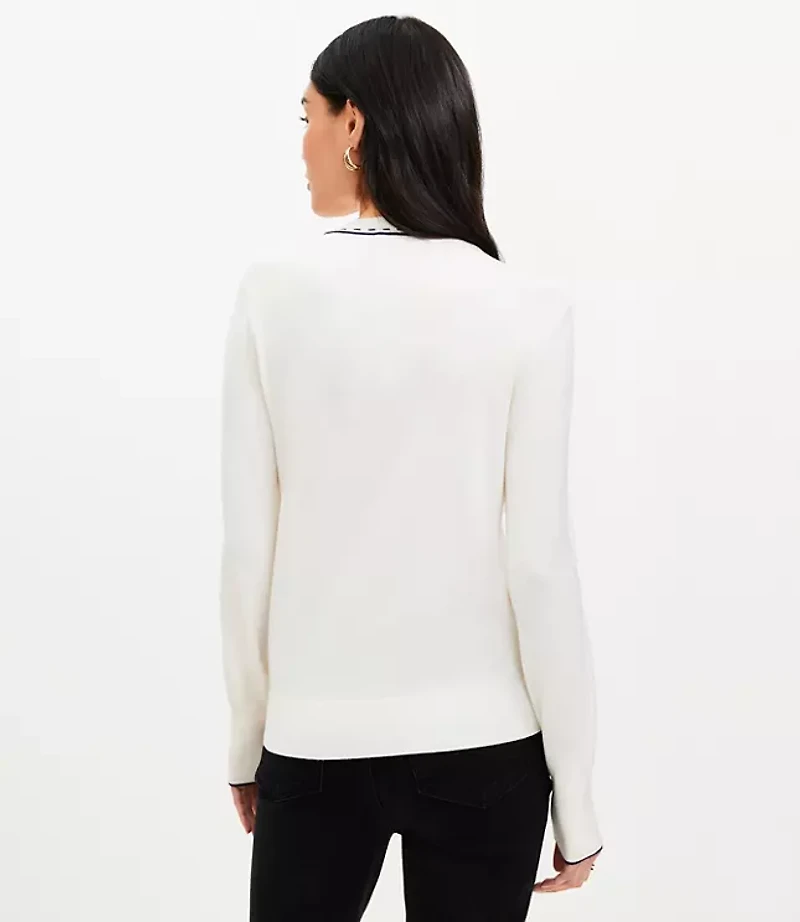 Topstitched Neck Sweater