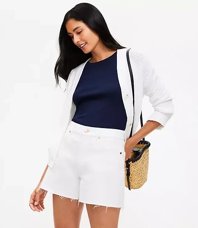 Fresh Cut High Rise Off Denim Shorts White