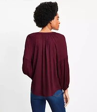 Velvet Dot Billow Sleeve Blouse