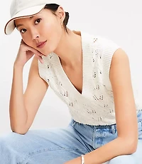 Pointelle V-Neck Sweater Vest