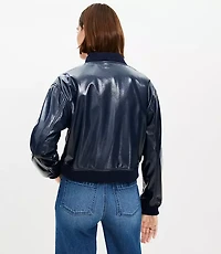 Petite Patent Bomber Jacket