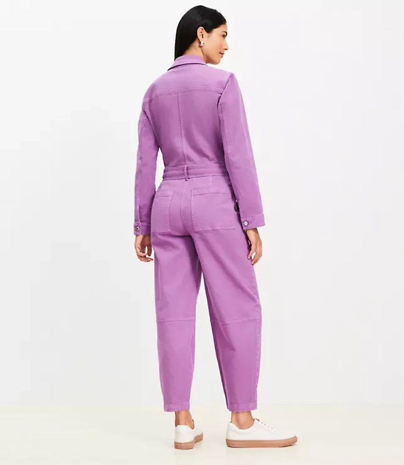 Denim Utility Jumpsuit Moody Magenta