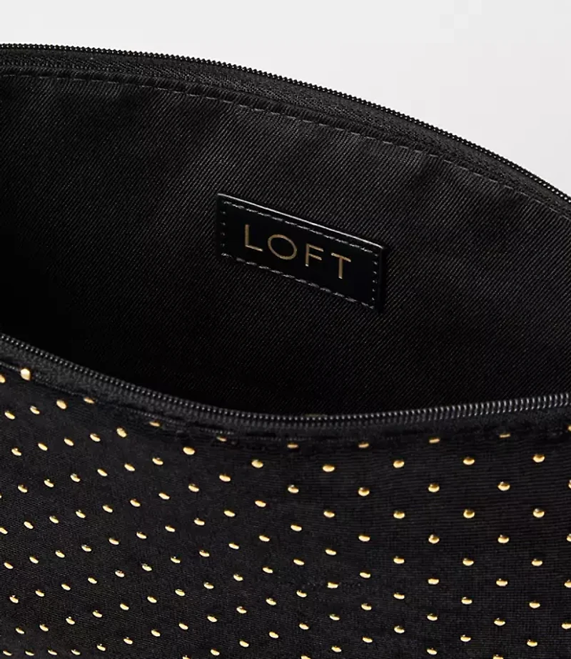 Metallic Dotted Velvet Pouch