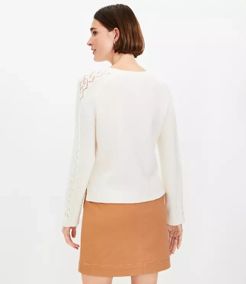 Geo Pointelle Crochet Sweater