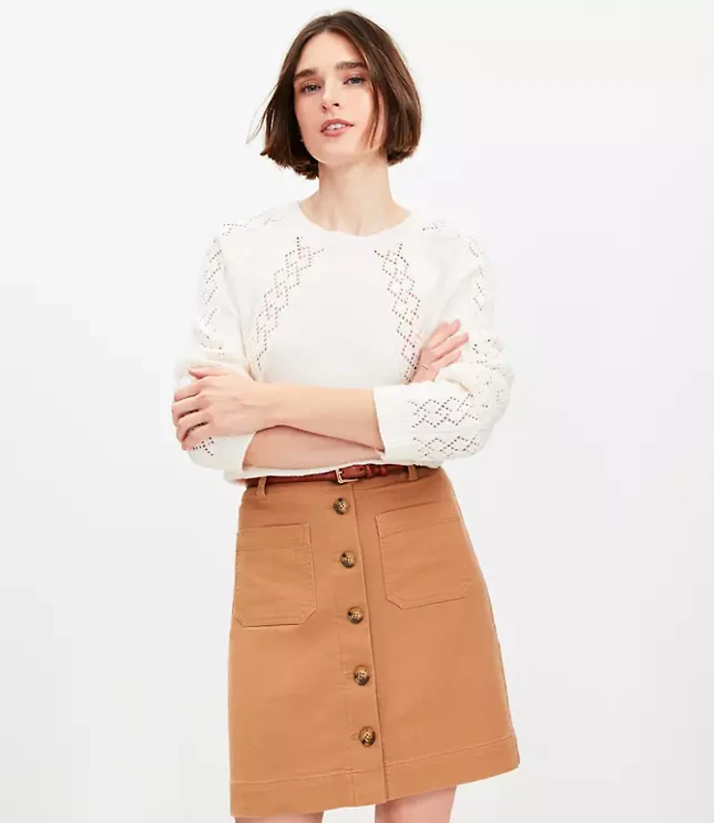 Geo Pointelle Crochet Sweater